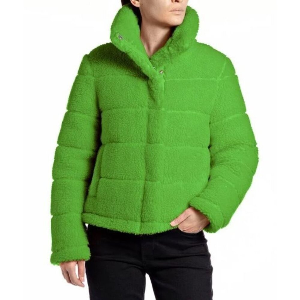Replay W7722 Reversible Sherpa Jacket Women Size Medium NWT Full Zip Long Sleeve